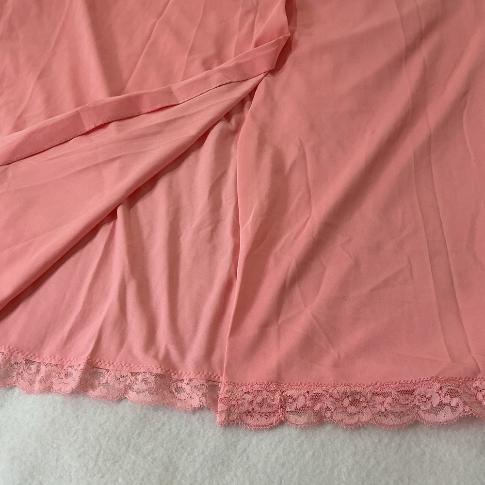 Vintage Shadowline Button-Front Full Length Robe Pink Lace Bodice & Trim Medium - Picture 12 of 16